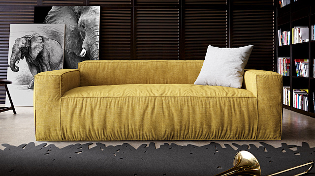 Диван в интерьере гостиной-16, Стильный диван Фри